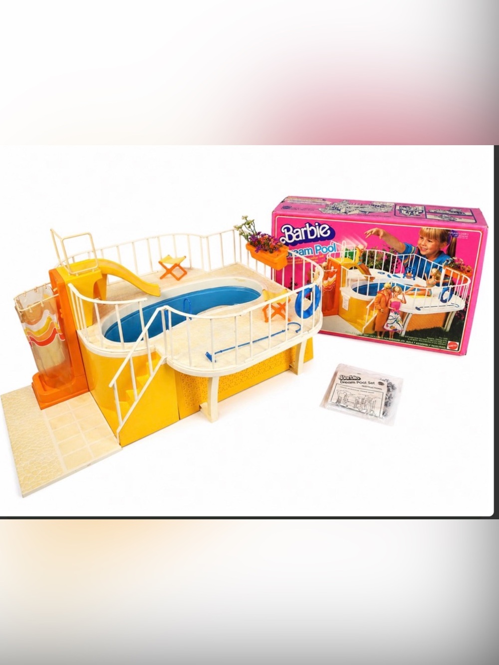 Vintage 1980 Barbie Dream Pool Playset with Original Box & Accessories
